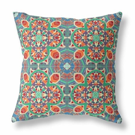 HOMEROOTS 26 in. Cloverleaf Indoor Outdoor Zippered Throw Pillow Orange & Green 417727